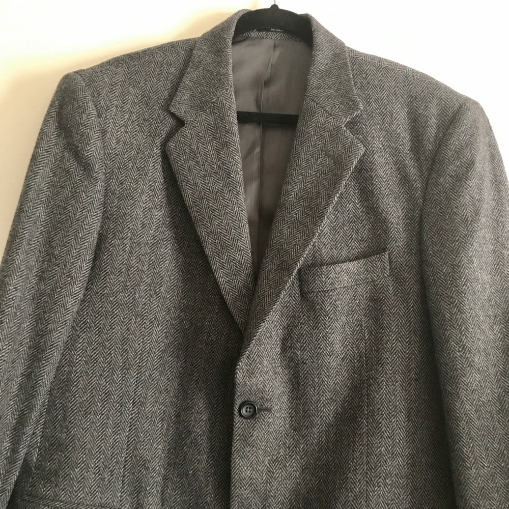 Men's Grey Wool Stafford Herringbone Blazer 42L